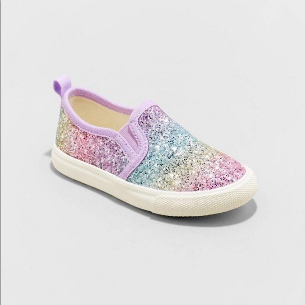 Cat & Jack Toddler Girls Glittery Slip On Sneakers Size 6C